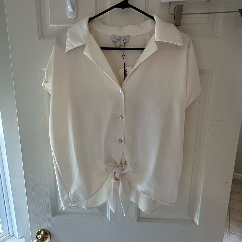 NWT Rachel Zoe Cream Button-Down Blouse